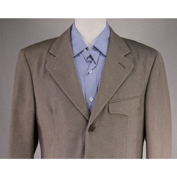 Armani Collezioni Tan Woven Wool Western Style Blazer Jacket 40R - Picture 3 of 8